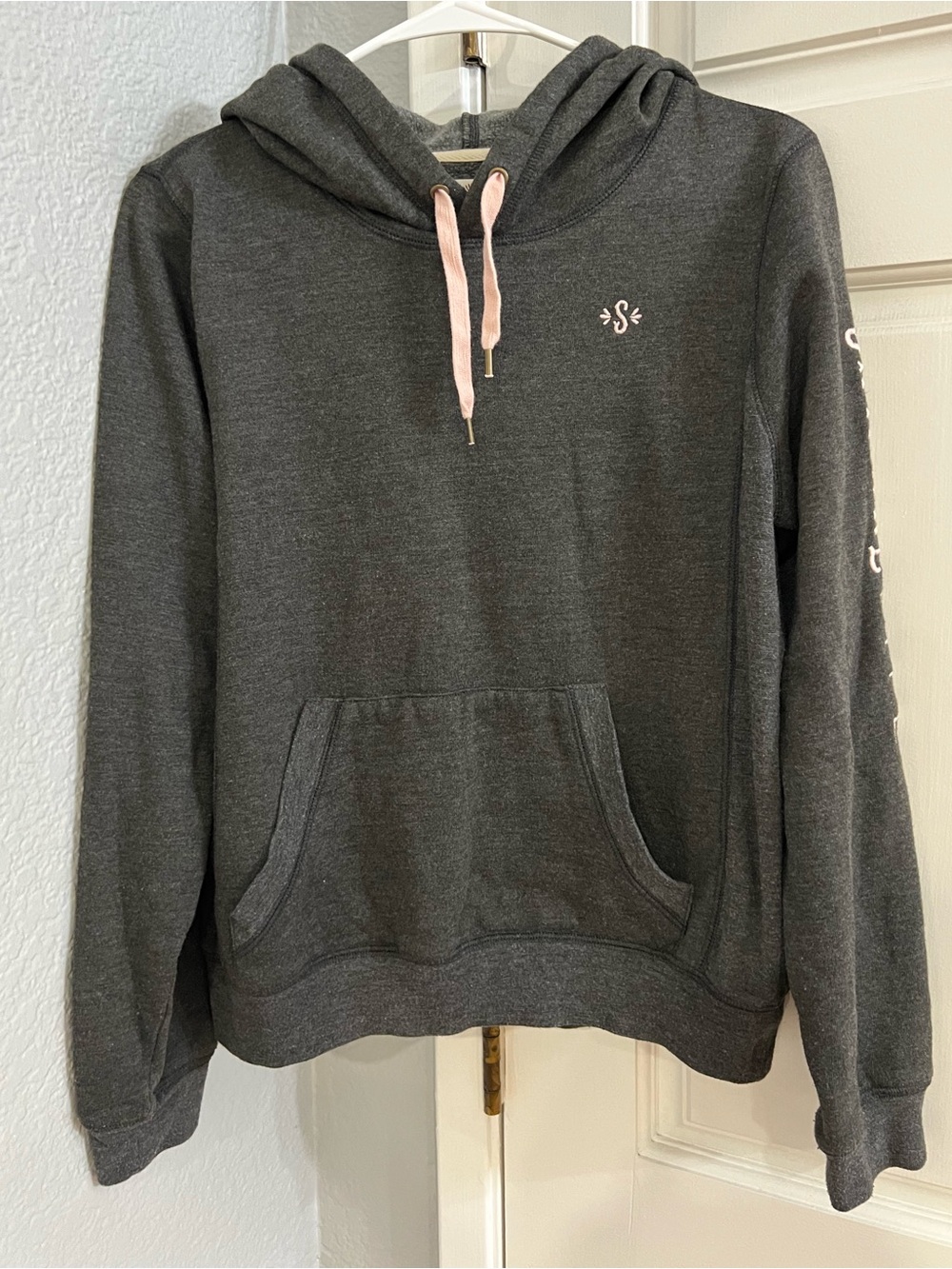 Shyanne soft gray embroidered hoodie